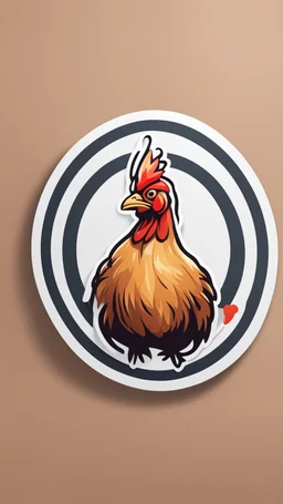 Generate a circular realistic sticker design with the text 'Chicken' in the center. Ensure the background is clean and minimalist, providing a polished and professional appearance. The focus should be on the clarity of the text and the simplicity of the overall design, making it suitable for various applications.