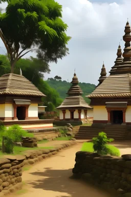 A beautiful Village in South India with a temple and school