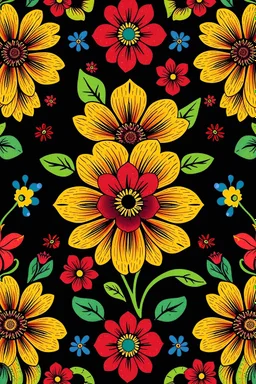 dame un estampado en patron de flores mexicanas