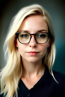 designer girl with glasses, blond