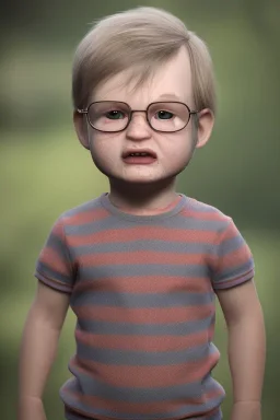 Dahmer toddler, full body, angry, bokeh, hyper realistic