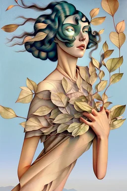 Streamline moderne woman windblown hair trees leaves carel weight Oxana dobrovolska catrin welz-stein andrea kowch andrea kurti art deco