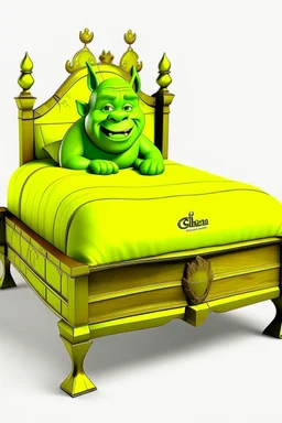 gold shrek bed with no background