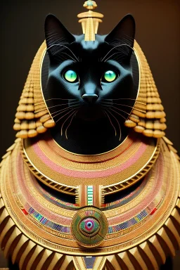 kente scene, Black Egyptian Cat, jewelry, realistic, thread, embroidery, octane render, high detail