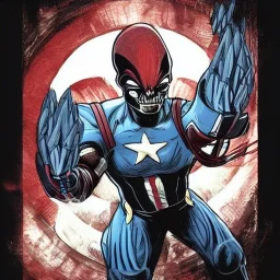 crossover between alien xenomorph and captain America