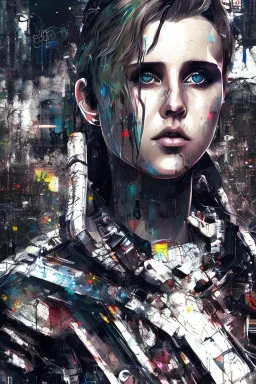 Danish singer MØ face,Abstract Yoji Shinkawa,cyberpunk,