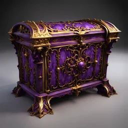 chest with gold, golden and purple color, gothic, darkness