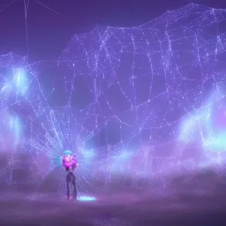 Giant transparent ethereal luminescent starry spider, realistic