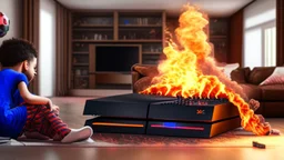 kids play Playstation 4 in a House on fire