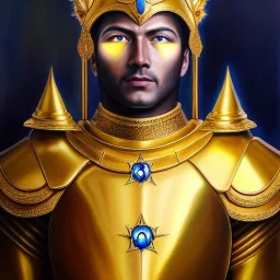 ultra detailed fullbody Portrait in oil on canvas of Camus Aquarius Gold Saint Armor ,extremely detailed digital painting, extremely detailed face,crystal clear Big Glowing eyes, mystical colors , perfectly centered image, perfect composition, rim light, beautiful lighting, 8k, stunning scene,extremely sharp detail, finely tuned detail, ultra high definition raytracing, in the style of robert e howard and pablo oliveira and Ken Kelley and Ohrai Noriyoshi and Simon Bisley and tom