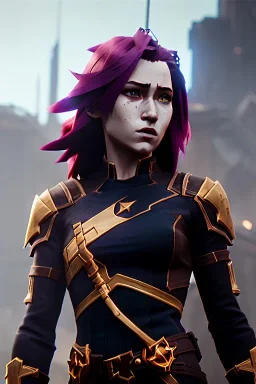 ultrarealistic, ruined city,__sci-fi armor__, __angles__, 18 year old woman, strikingly beautiful, red hair, _colour_, [__starlets__|__starlets__], (pale __skincolor__ skin:1.2), __camera__, _hair_, detailed face and eyes, medium breasts, leather choker, freckles, dynamic pose, resolved expression, __accessory__, strappy outfit, (straps:1.1), sword in scabard on left hip, (buckles, buttons, snaps, rings:1.0), haltertop style breastplate, detailed eyes, plump lips, sci-fi theme