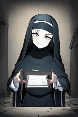 creepy young animated nun