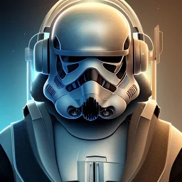 Short Beard Dj Headphones Christian Boshell cinematic photorealistic futuristic Star Wars style, hints of michelangelo, intricate detail, sci-fi, volumetric lighting