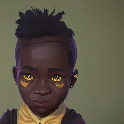 Portrait of a 9 year old cute African toddler witch with bushy hair by Nick Harris