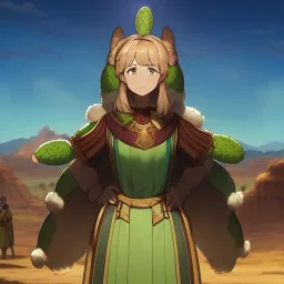 real life like traditional thorny cactus in the desert in arizona, grand canyon, anime girl detail