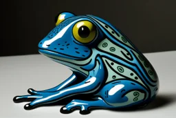 A teal leaf elemental frog painted by Roy Lichtenstein