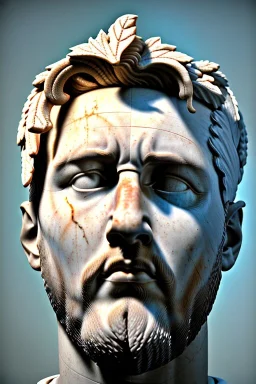 Ultra Realistic image, classical renaissance sculpture, white marble material, Lionel Messi, emperor style, gold Laurel leaves crown, chisel style, emperor, waist up portrait, epic, celestial, cinematic lighting, God light, god rays, 4k resolution, smooth details, ornate details, soft lighting, unreal engine 5, sky background.