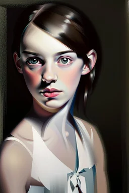 Young Emily Dickinson portraiture by Wolfgang Alt, oil on canvas, Fine Art, Abstract, Conceptual, Figurative, Dark color palette, high quality,