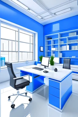 director office in color white and blue