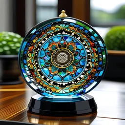 mandala embeded glass