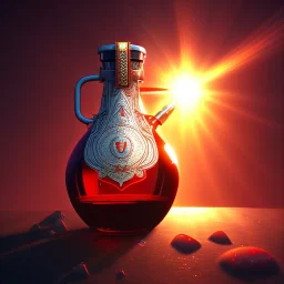 sunlight shining through a red healing potion