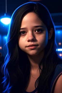 Jenna Ortega face realistic night club