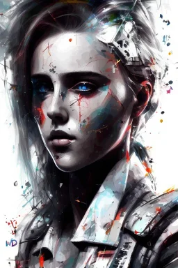 Danish singer MØ face,Abstract Yoji Shinkawa,cyberpunk,