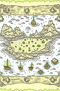 Simple treasure map on sea