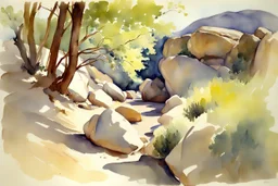 rocks, trees, mountains, john singer sargent watercolor paintings