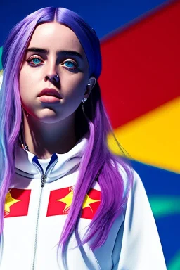 Billie Eilish, in a swimsuit, high detail, realistic, 8k, not to be distinguished from a photo, identical pupils