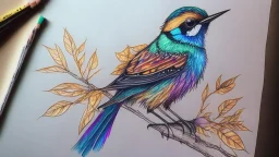 a bird drawing made with alcohol markers