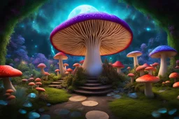 photorealistc fantasy garden of unearthly mushroom delights in the multiverse