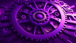 a giant cog with circular shapes, purple tones, dreamy, psychedelic, 4k, sharp focus, volumetrics, trippy background