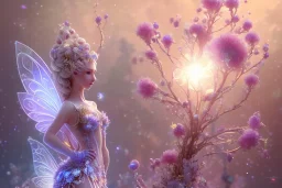 one big crystal subtle flower in a galactic ambiance, transparent petals, delicate colors, in the foreground, with a very little beautiful fairy, full of details, smooth, bright sunshine，soft light atmosphere, light effect，vaporwave colorful, concept art, smooth, extremely sharp detail, finely tuned detail, ultra high definition, 8 k, unreal engine 5, ultra sharp focus