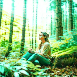 woman relaxing in the forest