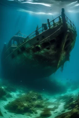 abandoned ship under water