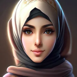 3d anime Only the face Muslim Pretty impressive women,Portrait image,professional look