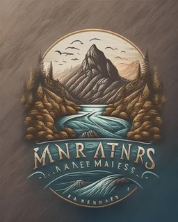 River and mountains logo design