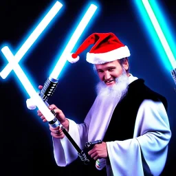 roger miller, light saber, santa hat