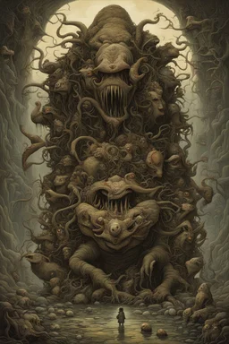 Surreal biomorphic nightmare creature agonizingly separating from its shadow, Mysterium, dregs of the heart are the speech of the soul, by Jean Baptiste Monge, by Godmachine, by Ruan Jia, eerie dark primary colors, matte oil painting, intricate complex detail.