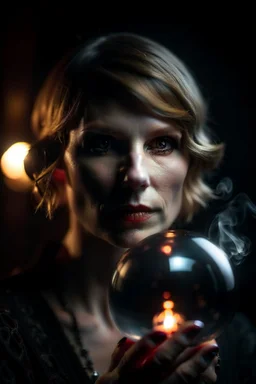 portrait of smoking hot woman in stream inside crystal ball against pitch black background, shot on Hasselblad h6d-400c, zeiss prime lens, bokeh like f/0.8, tilt-shift lens 8k, high detail, smooth render, down-light, unreal engine, prize winning