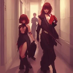 by wlop, ilya kuvshinov, krenz cushart, greg rutkowski, pixiv, sarah j. maas book cover style magician at the end of a corridor, smooth, sharp focus, d & d style, artstation, 4 k, hdr