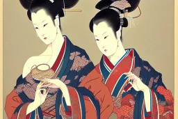 Goddess happy, ukiyo-e