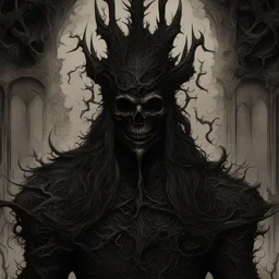 Generate a visually striking black metal artwork that depicts an evil plaguebearer, 8K, extreme detail