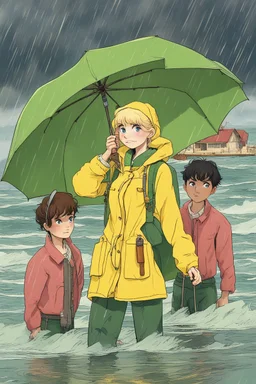 In the music video, a 23-year-old woman with blonde hair and bright blue eyes stands in the sea, se has a bun. Dressed in a yellow fisherman's jacket and green rainpants. She holds an umbrella, but it offers no protection from the pouring rain. Around her, heavy horses are moving. The rain is pouring heavily. She is standing in the middle of the sea. You can see here completely. Horses only the girl and horses, i wanna see the horses dancing around her. NOT SEXY!! horses