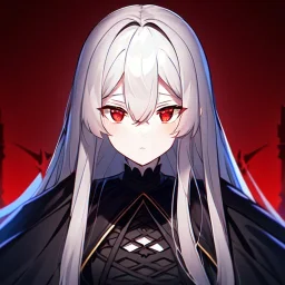 portrait anime vampire, long hair, red eyes, noble black robe, Blood, background Gothic castle, hyper detailed, intricately detailed, gothic, ambiguous lines image, flat dimensional style, flat lines, rough drawing --ar 2:3
