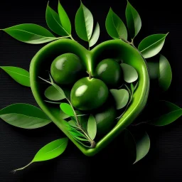 Green heart shape with green olives inside