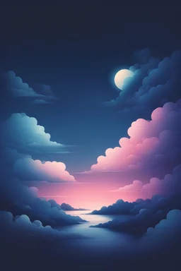 Subtle gradient, night, moonlight, chromatic flow, clouds, cool, dark, vibrant blue