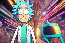 Rick in 8k anime realistic drawing style, Rick and morty world, close picture, neon, intricate details, highly detailed, high details, detailed portrait, masterpiece,ultra detailed, ultra quality