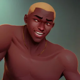 Buff black man gives you an Pomegranate and smiles at you